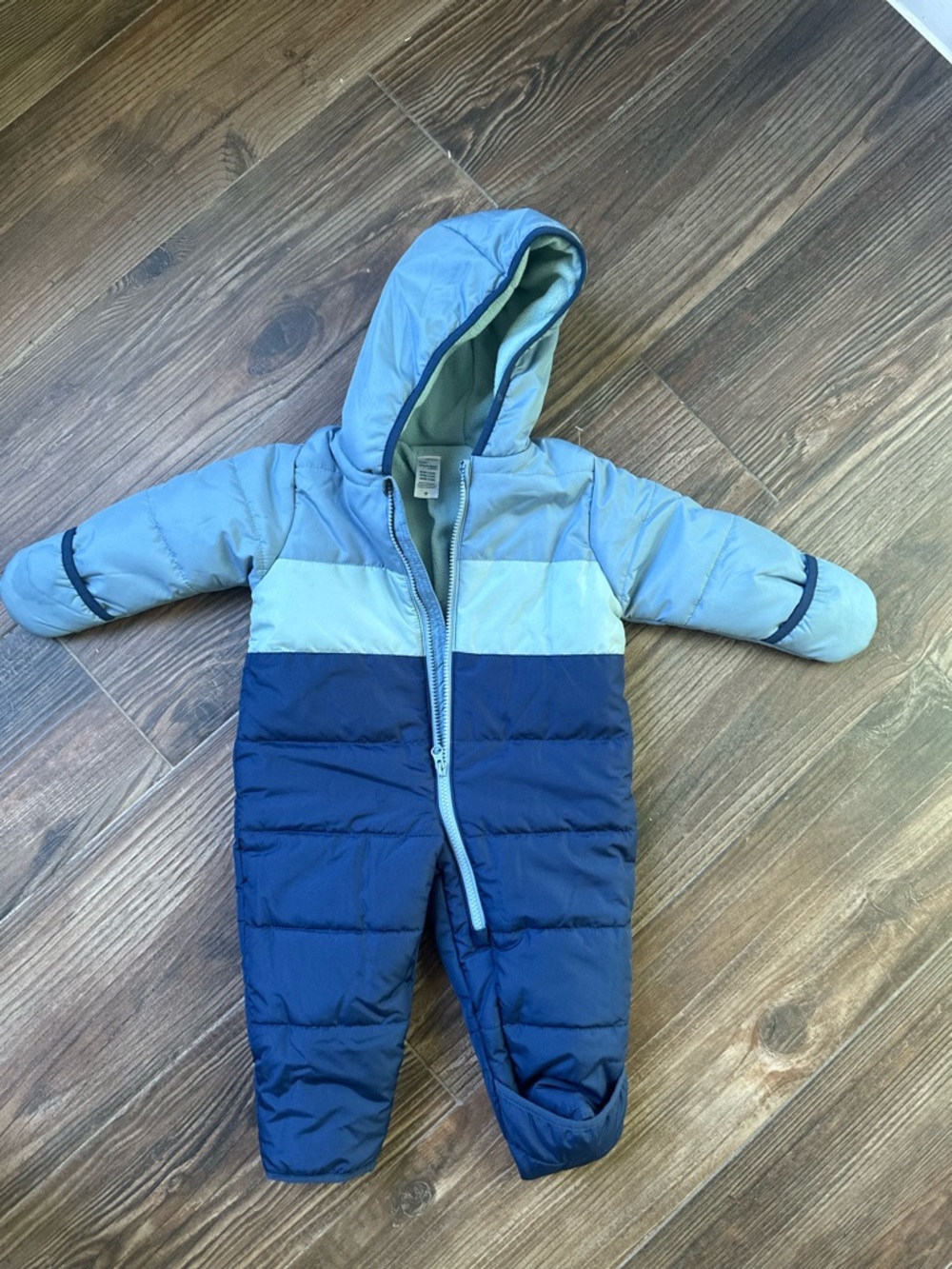 Carter's Blue Colorblock Puffer One-Piece Water Proof Snowsuit - Picture 6 of 14